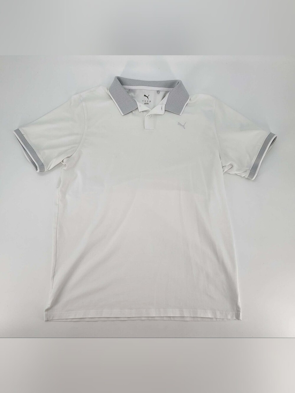 Puma White Polo Shirt with Light Gray Trim